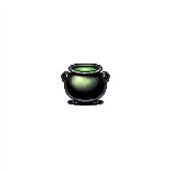 Pixelated dark green cauldron