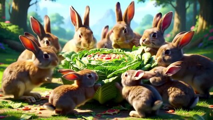 rabbits in the park - Powered by Adobe