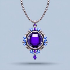 Pixelated amethyst pendant necklace