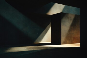 dark abstract geometric shapes, dramatic shadows, moody minimal composition.