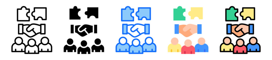 Team Collaboration icon Multi Style Vector Illustration
