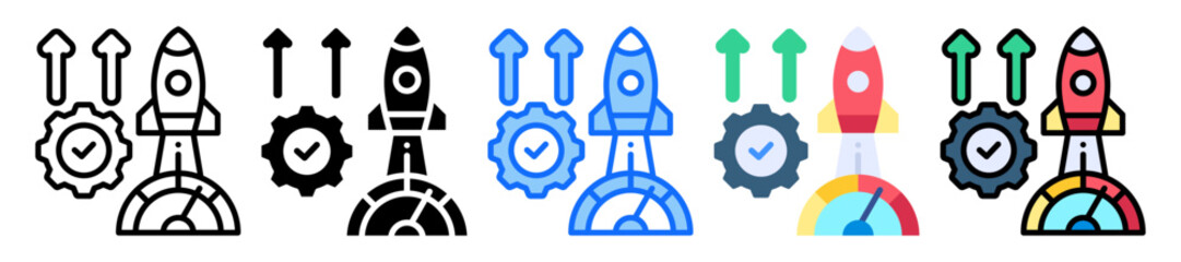 Productivity Boost icon Multi Style Vector Illustration