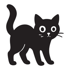 Black cat silhouette vector in halloween style isolated on white background