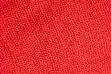 Macro Texture Linen Red Fabric Top View.