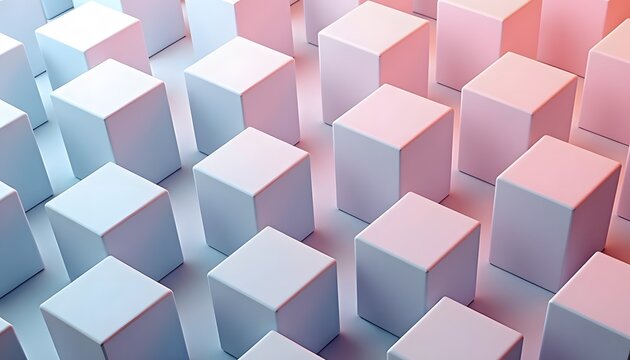 Fototapeta Minimal 3D White Cubes Pattern 