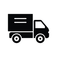 An isolated delivery vehicle with solid fill symbolizes shipping and transportation concepts perfectly