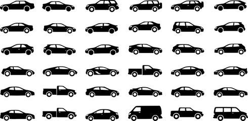 vector set, Silhouettes of rats car silhouettes set - vector Transparent background PNG, cutout