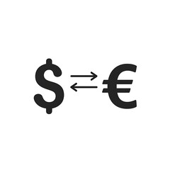 Dynamic dollar to euro currency exchange symbol for financial markets and global trade, perfect for business finance and investment