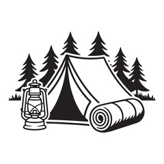 Minimal camping gear illustration pack © Mfair