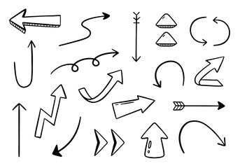 Arrow set doodle on white background. Vector illustration
