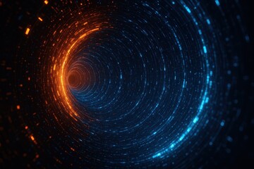 Obraz premium A Cosmic Vortex: An abstract view of a mesmerizing cosmic wormhole or tunnel, with glowing energy flowing through space and time, perfect for evoking futuristic concepts and interstellar travel.