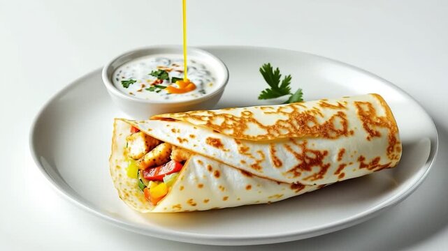 Delicious Chicken and Veggie Wrap with Creamy Sauce