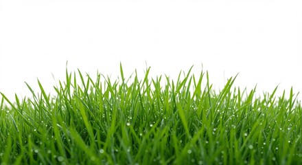 Fototapeta premium 瑞々しい緑の芝生 輝く朝露 鮮やか描写. AI Generated