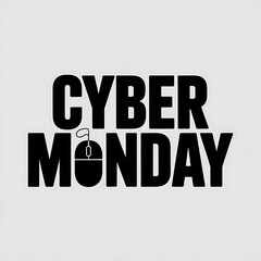 Naklejka premium Cyber monday text with a computer mouse icon replacing the letter o, isolated on white background