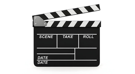 Classic Black and White Film Clapboard / Movie Slate — Director’s Production Clapperboard on White Background