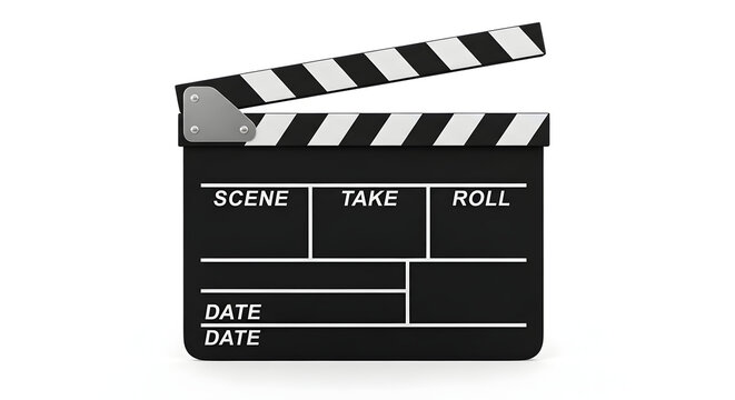 Classic Black and White Film Clapboard / Movie Slate &mdash; Director&rsquo;s Production Clapperboard on White Background