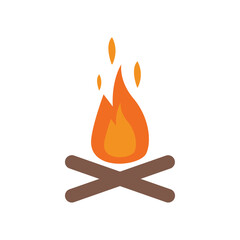 Campfire Glow Illuminates Serene Woodland Night Scene with Crackling Flames and Embers