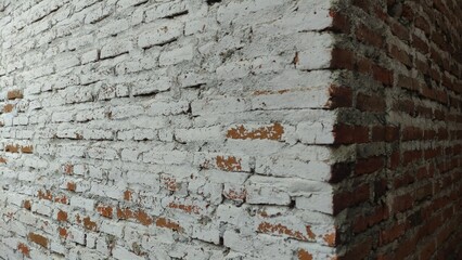 High-resolution photo of a whitewashed brick wall corner with a raw, rustic texture. Perfect for vintage-themed designs, architectural visuals, or industrial branding. This photo fits creators, design