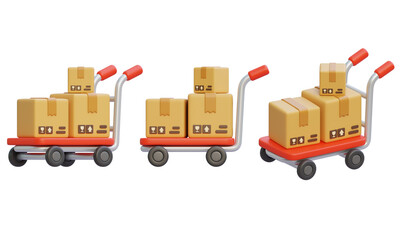 Package Box in cart 3D Icon graphic
