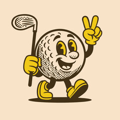 Vintage Cartoon Golf Ball Mascot Vector Illustration

 
