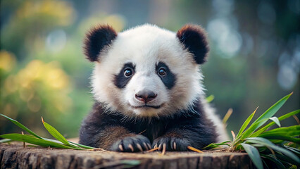 Gentle panda cub