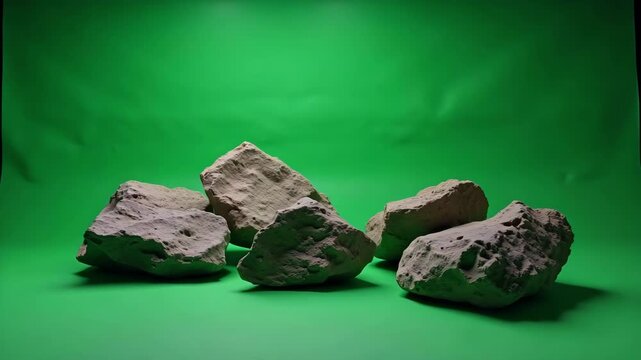 asteroid rocks on green screen