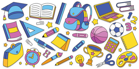 Hand drawn school supplies element vector illustration