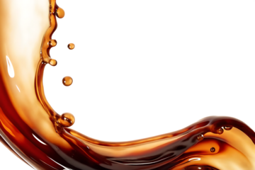 Amber Liquid Splash with Droplets on Background fluid dynamic isolated on a transparent background