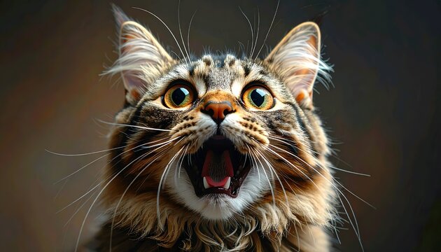Funny Photorealistic Cat Meme Template with Dramatic Expression