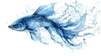 Dynamic water fish explosion art for design and decoration
