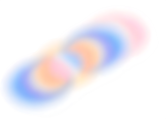 Horizontal abstract pastel blob with blue and orange hues on shape isolated on a transparent background