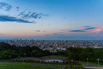 北海道　旭山からの札幌の夕景