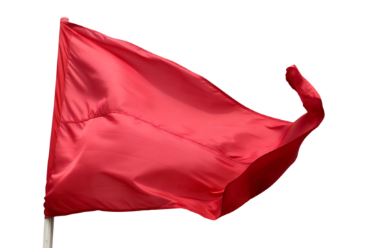 Red Flag Waving on a Pole Against a Transparent Background fabric cloth isolated on a transparent background - Powered by Adobe