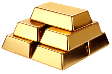 Stacked Gold Bullion Bars on White Background gold bars precious metal isolated on a transparent background