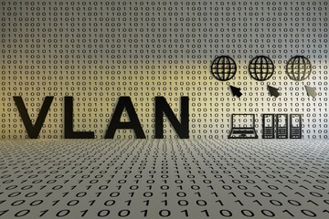 VLAN concept text sunlight 3D illustration