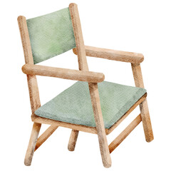 Watercolor Illustration of a Wooden Chair