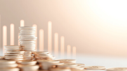 Stacked coins forming upward graph representing financial growth and investment concept