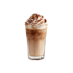 Iced Coffee with Whipped Cream and Chocolate Shavings in Glass