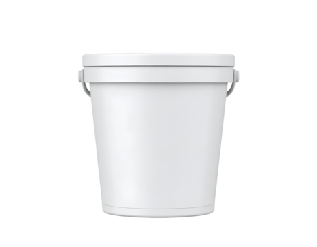 White Plastic Bucket 3D Render