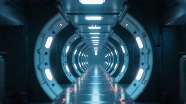 realistic futuristic sci-fi spaceship corridor