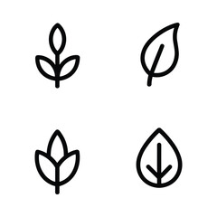 Simple line art icons representing various leaf and plant growth stages