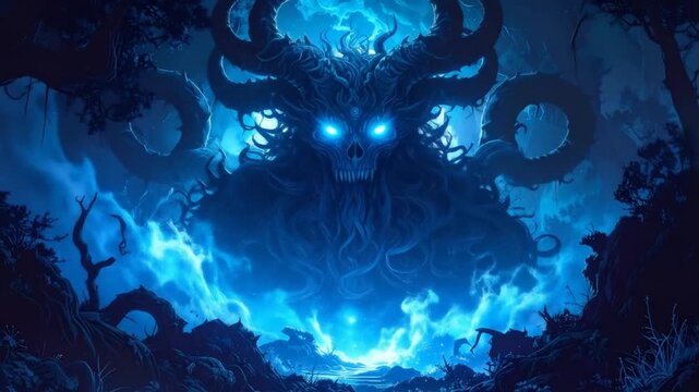 Cosmic Horror: Majestic Eldritch Being in a Dark, Ethereal Forest