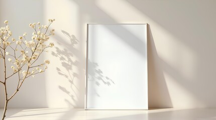 Empty frame and cherry blossoms with afternoon light