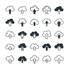 Obraz premium Cloud Upload Icons: Modern, Minimalist, Data Transfer Set
