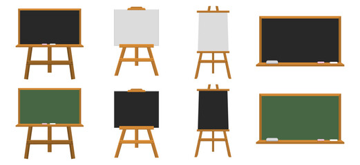 Set of wooden chalkboards with various frames in shapes and styles for education, decoration, and presentation design  © Tenstudio