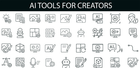 AI Tools Icon Set for Creators, Designers, and Digital Productivity UI Design