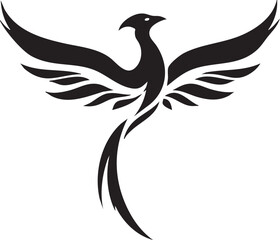 Fototapeta premium Stylized Phoenix Bird in Flight: A Majestic and Mythical Vector Illustration