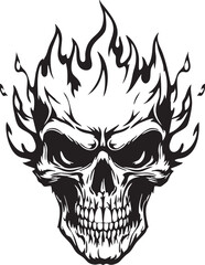 Obraz premium Flaming Skull Vector Graphic: A Detailed and Edgy Illustration for a Bold Look