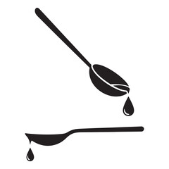 Spoon with liquid drop silhouette icon vector