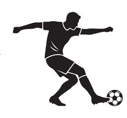 Football Player Kicking Soccer Ball Silhouette Vector Illustration